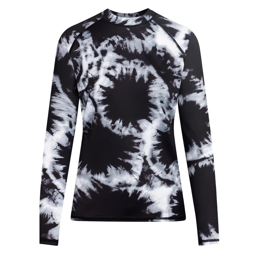 Kanu Surf Swim Top‎ Girls 10 Black Rash Guard Long Sleeve UPF 50 Tie Dye NEW